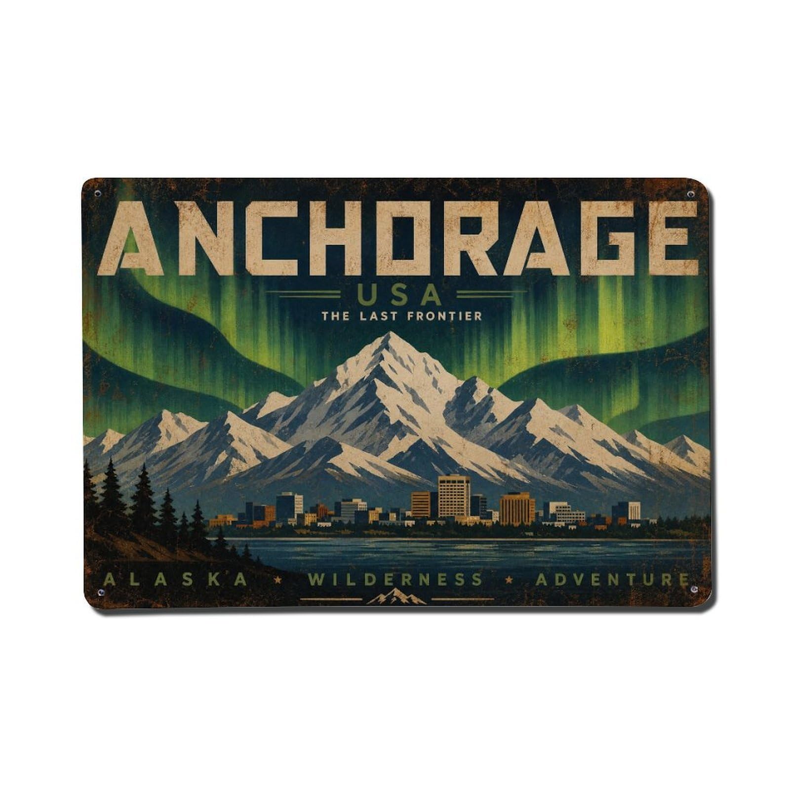 Metal Tin Sign Travel Vintage USA Anchorage
