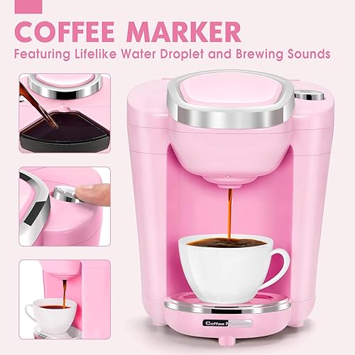 Miniatura 2 de Pink Play - Juego de electrodomésticos de cocina con cafetera, mezclador, tostadora, licuadora, juego de cocina para niños, accesorios de cocina con