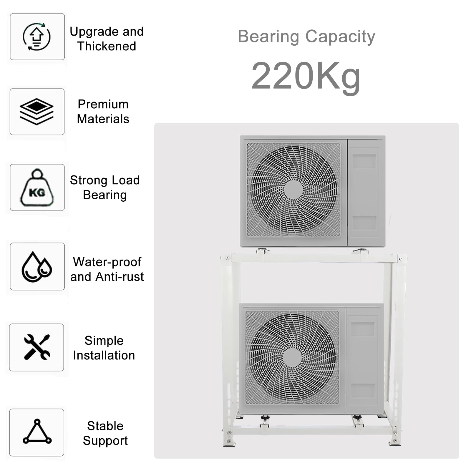 Supporto condizionatore doppia staffa (A due piani, 80X80X45CM) | Split Condizionatore d'Aria Rack, Supporto climatizzatore esterno, staffa di supportro pavimento condizionatore