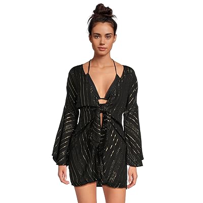 BECCA Radiance Plunge Tie Front Tunic Cover up Women