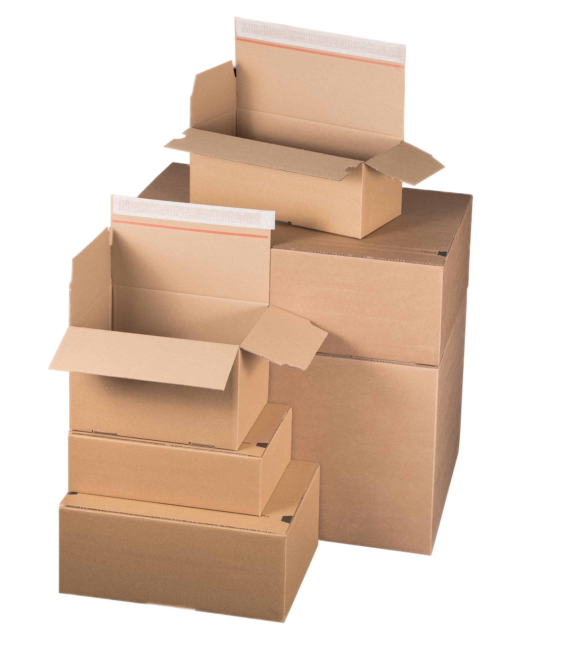 karton-billiger | Carton d'expédition avec fond automatique A4, 304x216x130-220mm, Boîte pliante, Carton à fond automatique, autocollant, hauteur variable, brun - DOUBLE CANNELURE (400)