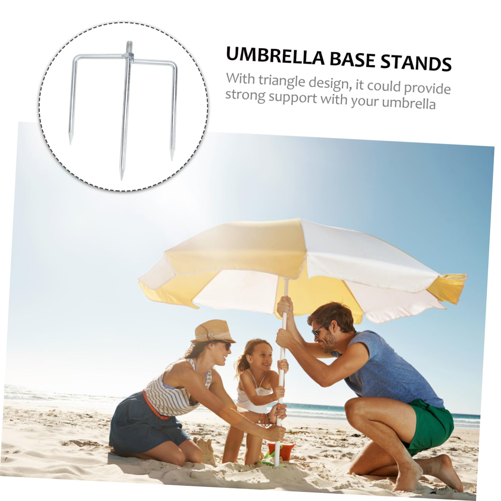 UKCOCO Soportes de Acero para Paraguas de Playa, Ancla de Arena Base Triangular de 12 Mm, Fijador Estable para Sombrillas Grandes, Adecuado para Jardín y Exteriores, Resistente al Viento