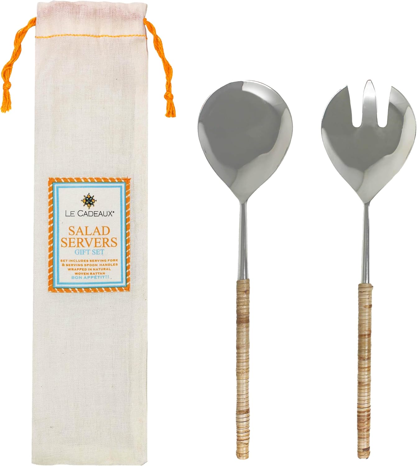 Le Cadeaux Natural Rattan Handled Salad Servers