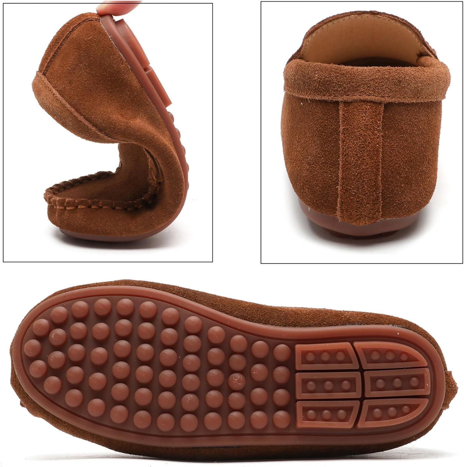 DADAWEN Toddler Little Kid Boys Girls Soft Suede Leather Slip On Flat Boat Dress Shoes Wedding Church Oxford Shoes Loafers