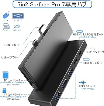 Surface用usbハブ USB3.1/3.0ハブ（Surface Go・Go2専用・USB Type-C・ USB A
