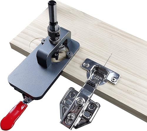 Plantilla de perforación de bisagra de 1.378 in, estilo de aleación de aluminio, guía de perforación oculta, kit localizador de perforación, kit de