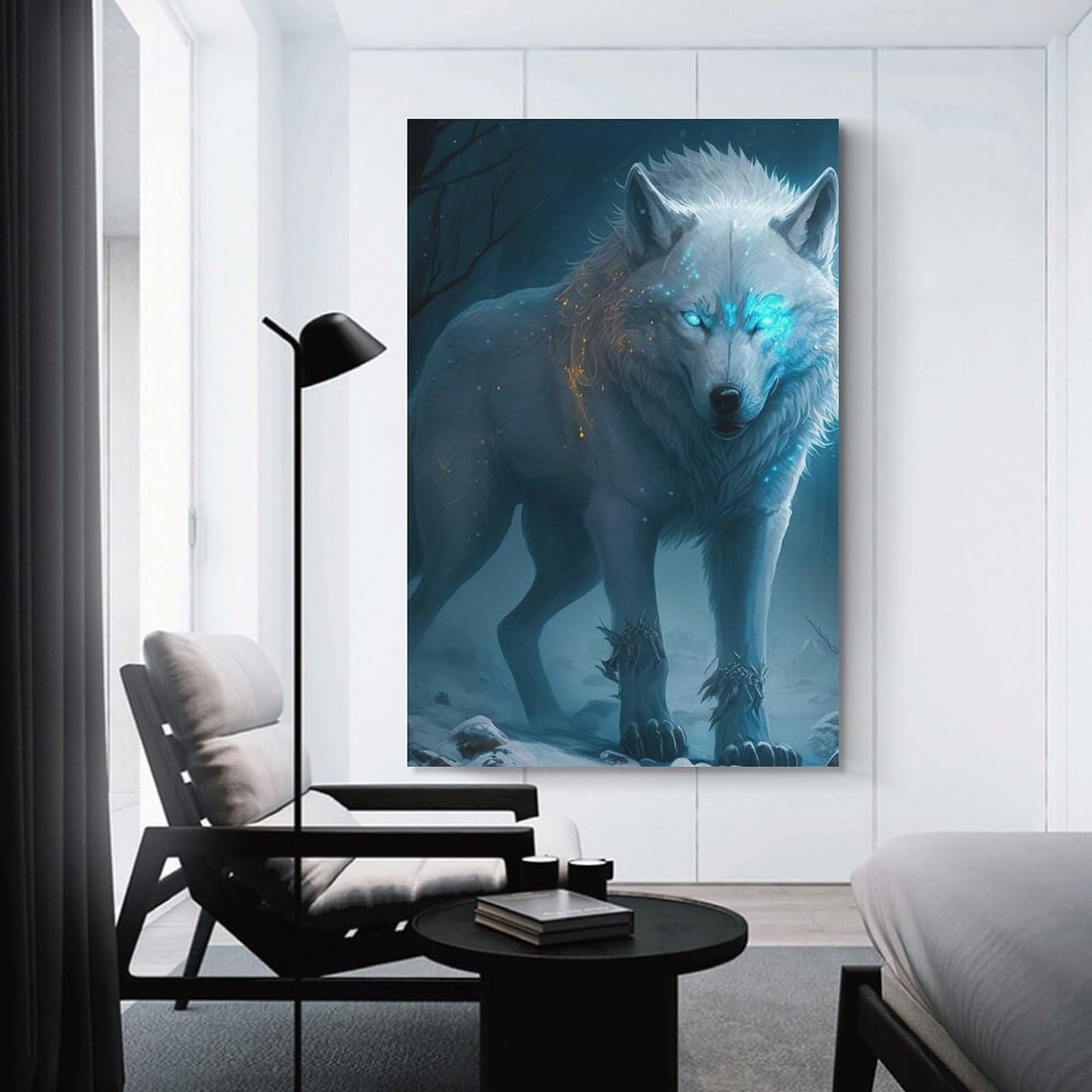 Junmoney Canvas Wall Art Fenrir The Norse Wolf, 20x30inch(50x75cm), for New Homes, Bedrooms Or Workspaces, Canvas Artwork with Gifting Potential