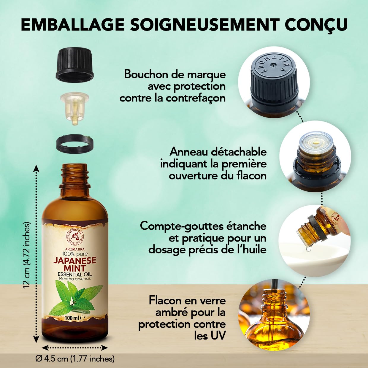 Huile Essentielle de Menthe Japonaise 2x100 ml Mentha Arvensis pour Diffuseur Aromathérapie