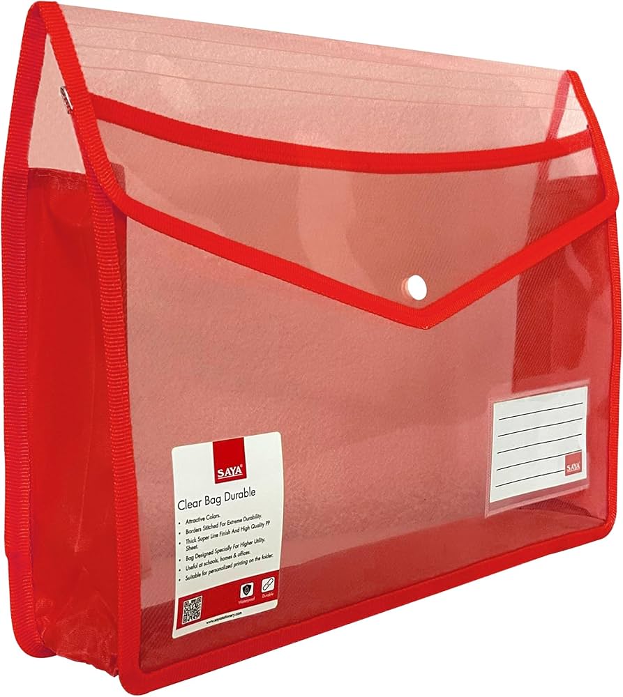 SAYA Pack of 2 Clear Bag Durable FS Fabric Gazette (Red) : Amazon SAYA Pack of 2 Clear Bag Durable FS Fabric Gazette (Red) : Amazon