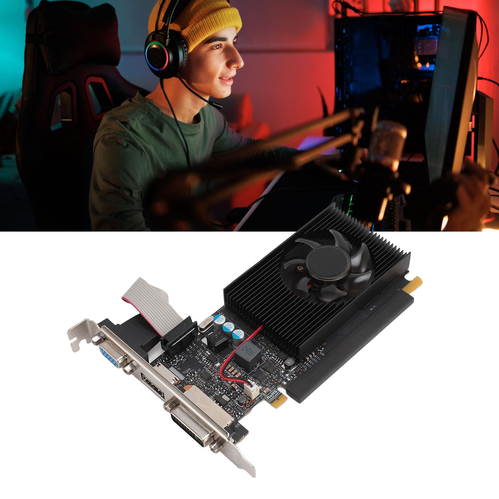 Gamingowa Karta Graficzna GT730 2GD3, 2 GB DDR3, Gniazdo PCI Express 2.0 16X i Cichy Wentylator Chłodzący, do Edycji Wideo na Komputerze Stacjonarnym i Gier DirectX 12