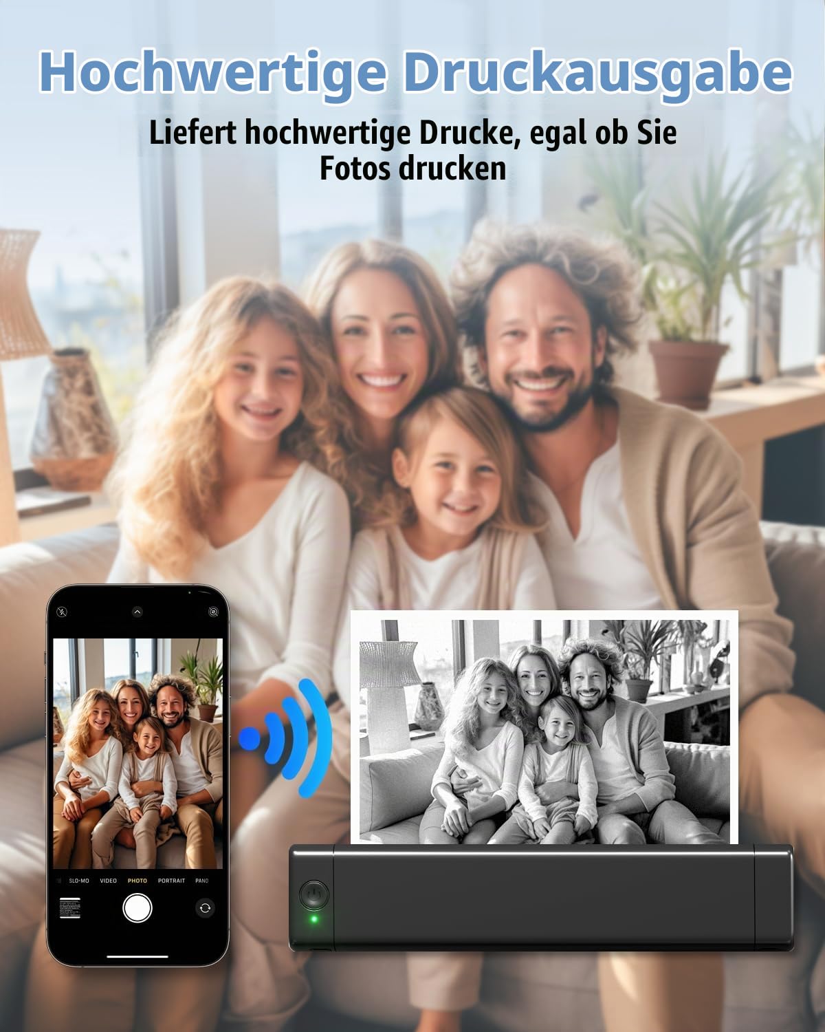 COLORWING A4 Mobile Drucker,Thermodrucker mit Bluetooth,Tragbarer Drucker für Handy und Tattoo,Unterstützt A4 Thermopapier und Tattoopapier,Kompatibel mit Android iOS Mac