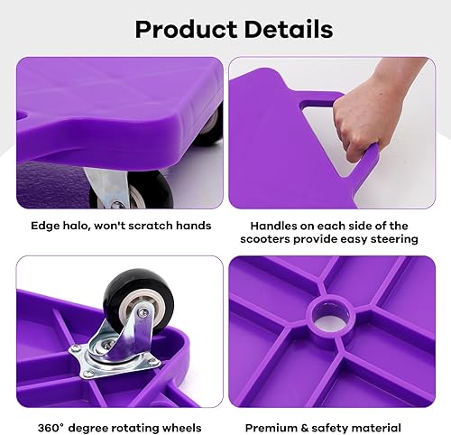 Miniatura 3 de Patinete de plástico para niños de 6 a 12 años con ruedas universales, patinete deportivo manual con asas para clase de gimnasio