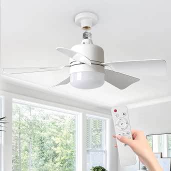 Ventilateur De Plafond Avec LumièRe Et TéLéCommande, Lampe De Plafond Avec Ventilateur, Petit Ventilateur De Plafond Silencieux Avec 3 Vitesses De Vent, 3 Modes D'éClairage (D-40cm blanc)
