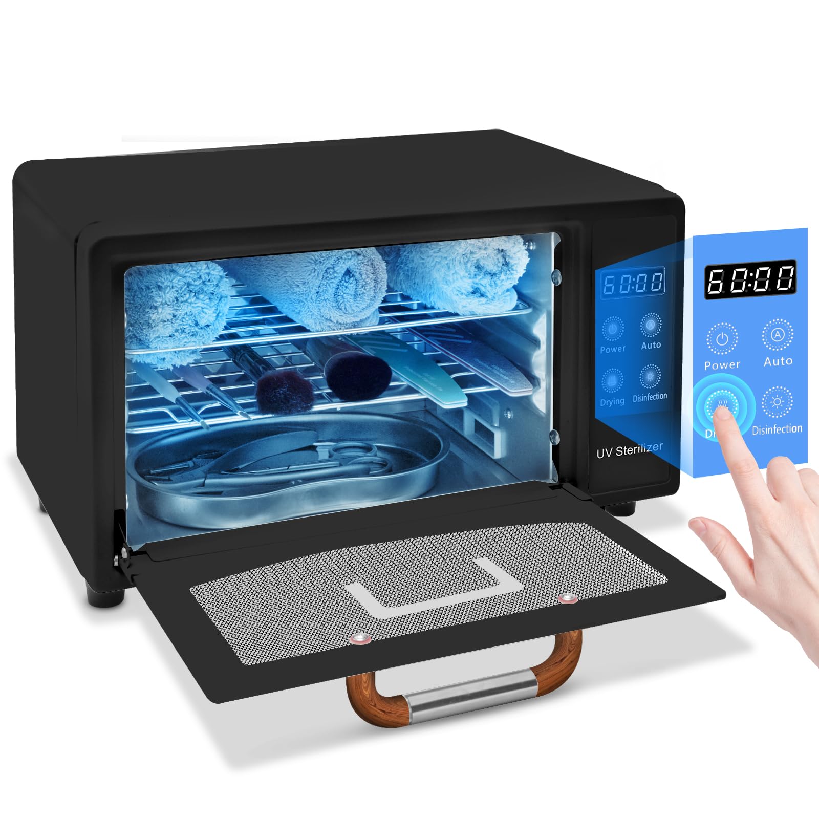 CGBE 10L Autoclave Stérilisateur UV avec Séchage pour Salons de Manucure | Air Chaud Thermostatique à 75 °C - 160 W Stérilisateur Matériel Onglerie pour Salon de Coiffure Maison - Noir