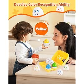 CPSYUB Toddler Matching Eggs Toys - Color Shape Sensory Sorting Toys for Toddler 1-3, Easter Montessori Learning Fine Motor Skills Travel Bingo Puzzle Games Birthday Gifts for Baby Boys Girls