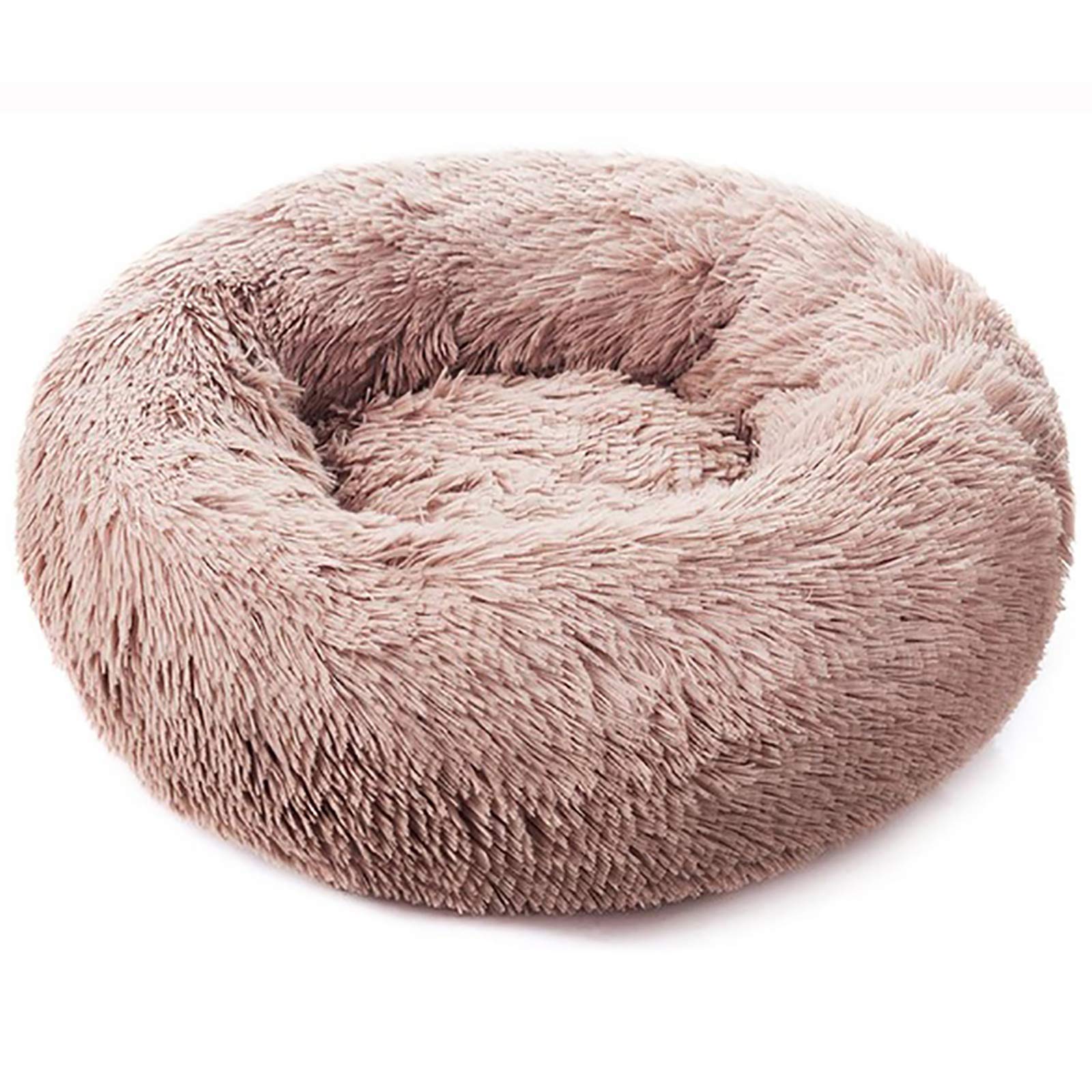 Lit donut pour chat et chien XS 40cm coussin moelleux beige