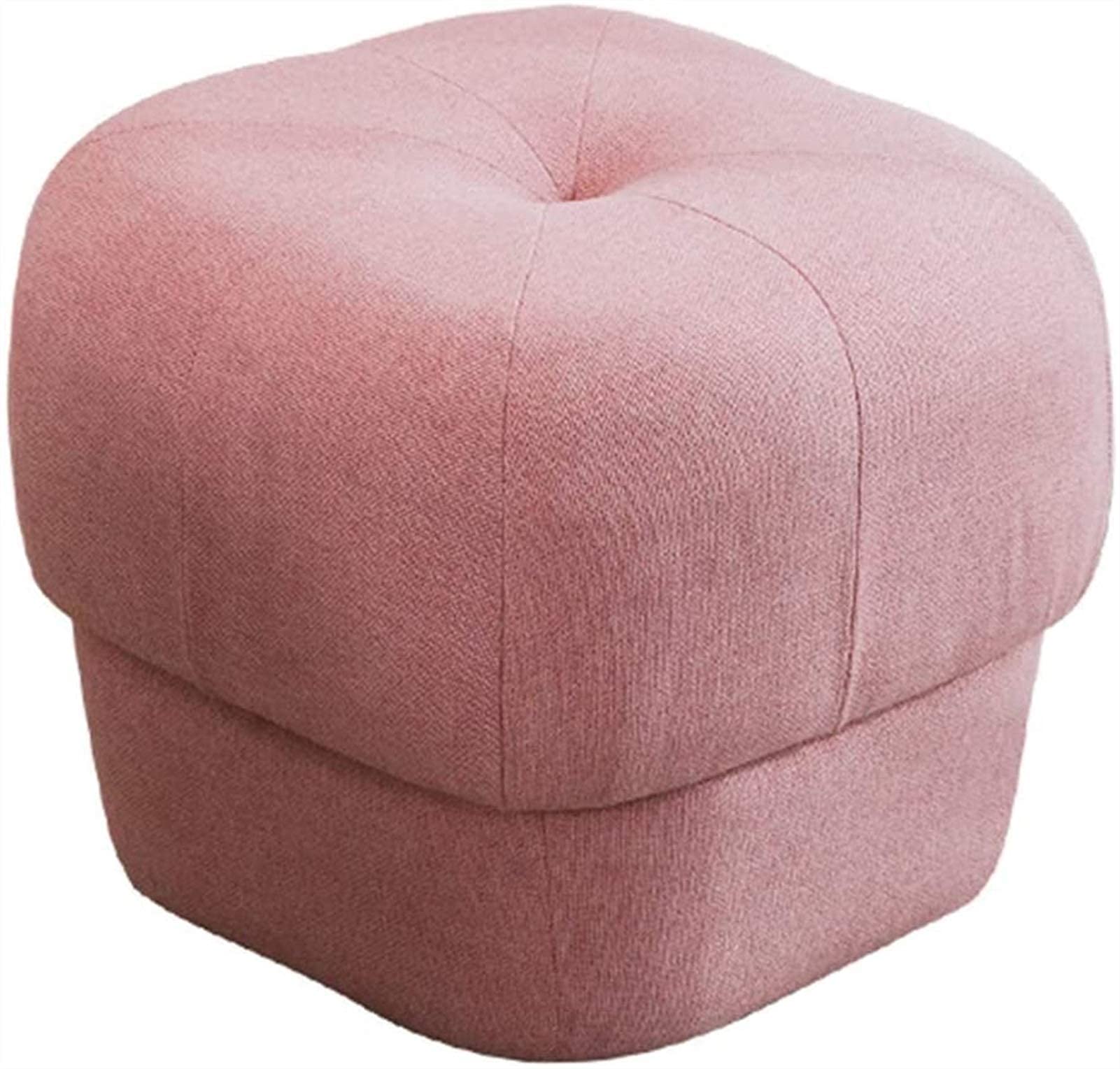 Pouf en lin rose 40x38 cm tabouret moderne pour salon et chambre