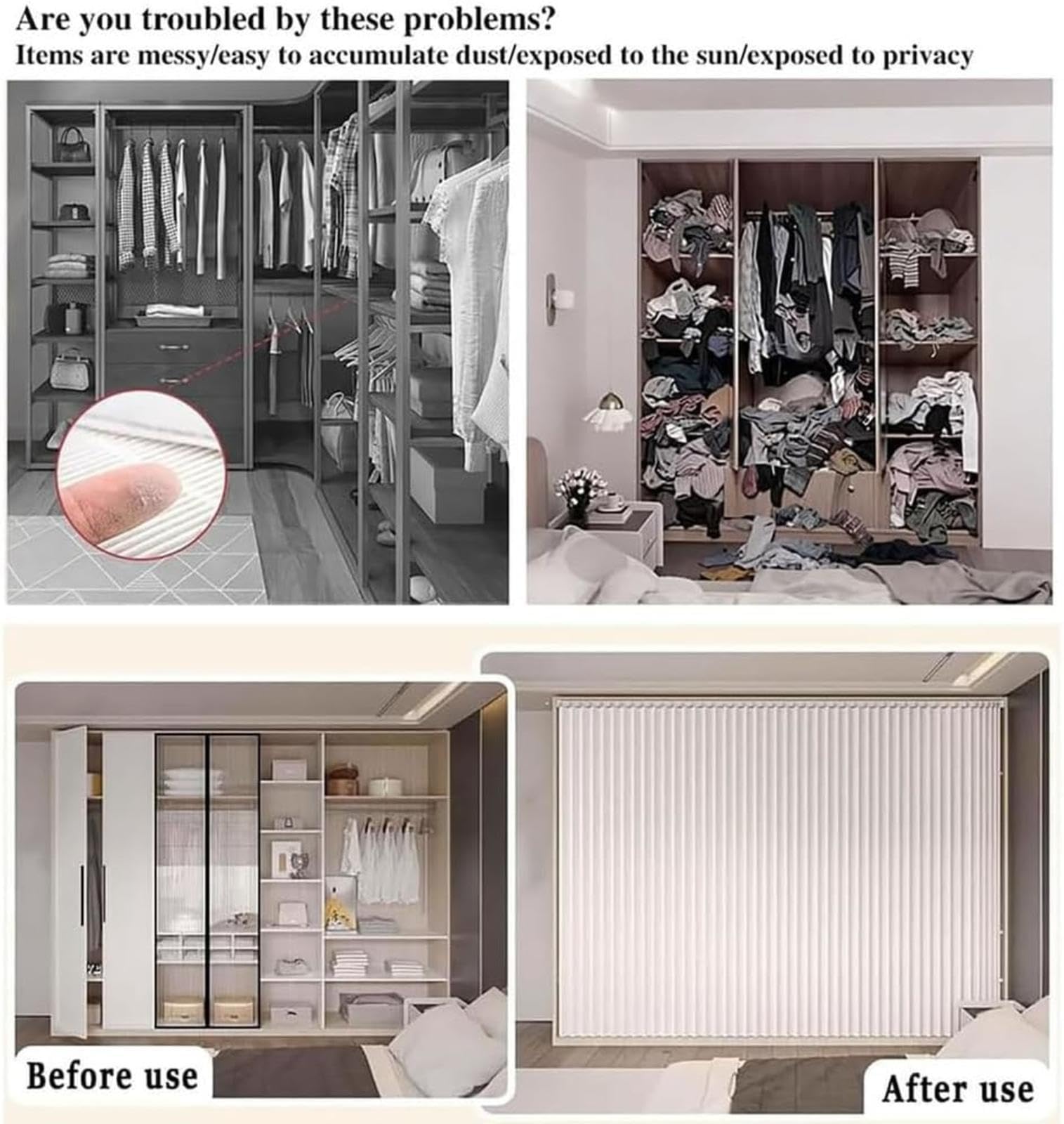 YZBZNG Schrankvorhang Zum Schieben, Vorhang für Schrank, Staubdichter Vorhang für Regal mit Selbstklebend Gleitschiene, schrankvorhänge,Grau-W200cm/H240cm