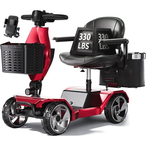 Foldable Mobility Scooters for Seniors, FSA&HSA Eligible, 330LBS Capacity 4 Wheel Lightweight Mobility Scooters for Adults, Powered Electric Mobility Scooters, Folding Travel Motorized Scooters