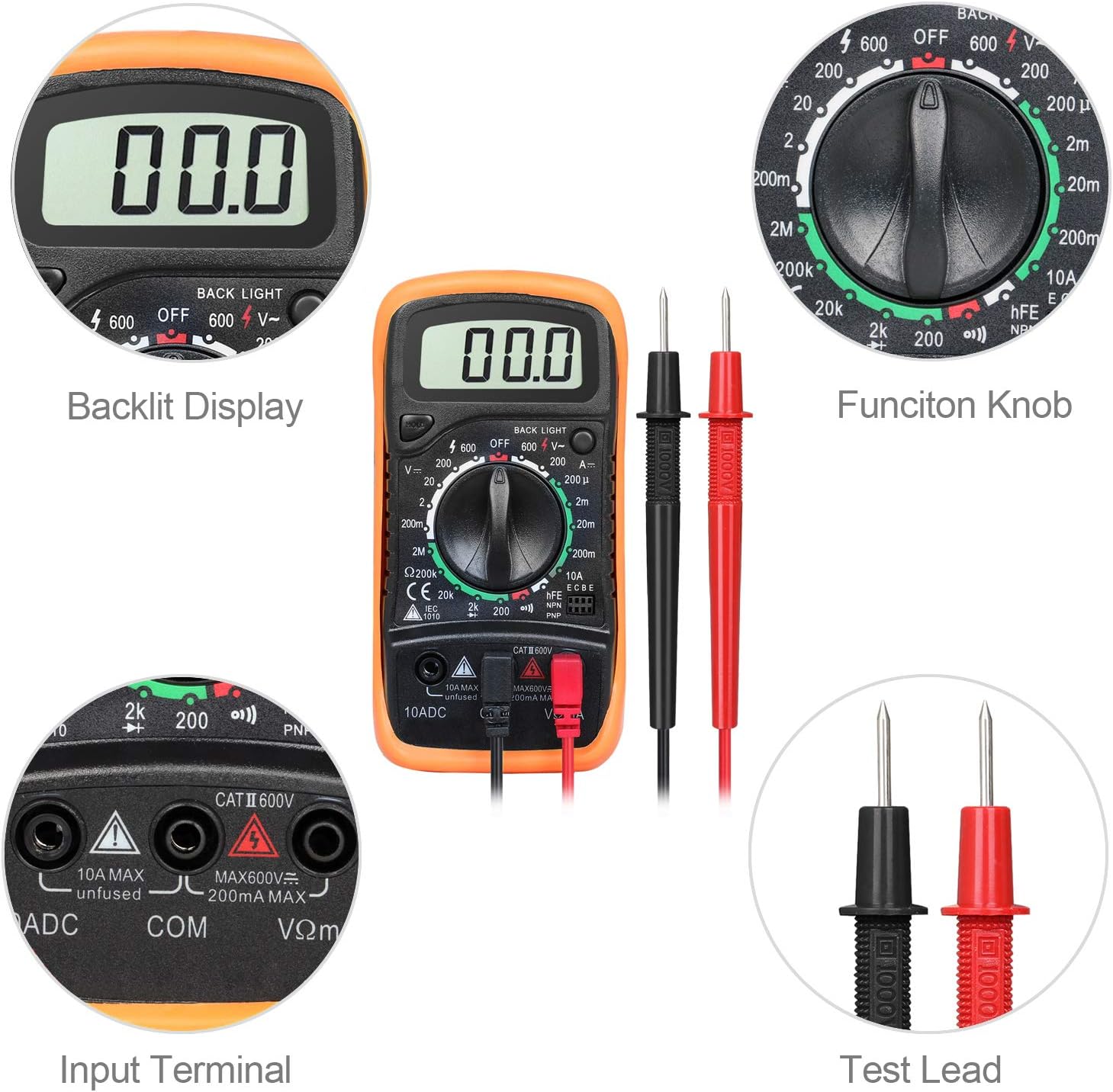 DIGIFLEX Volt Testing Digital Multimeter Voltmeter Ammeter AC DC Meter OHM for DIY
