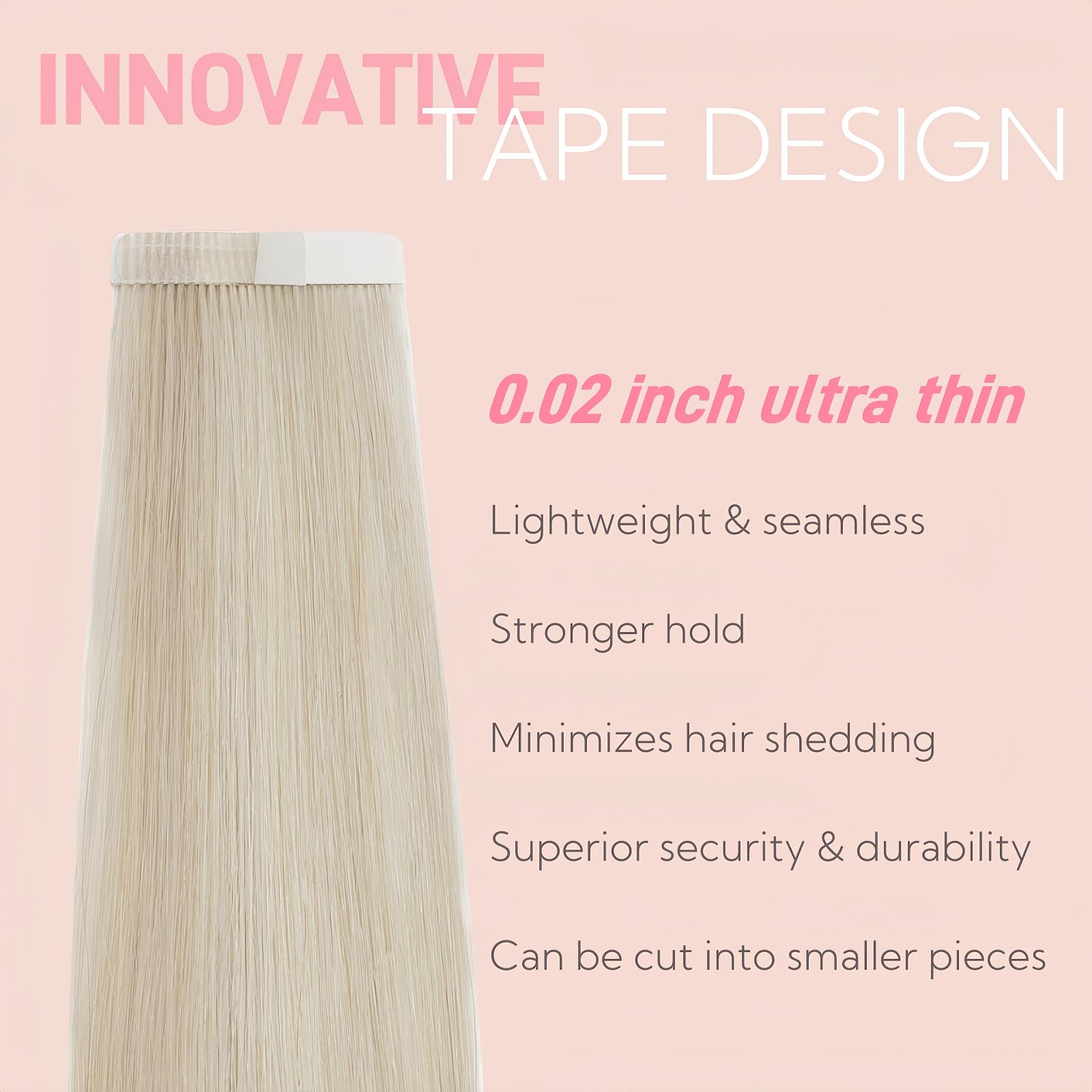 FUOTONBUTY Tape in Hair Extensions Human Hair Double Stitched Invisible Seamless Tape ins 20pcs 50g (Balayage Wheat Blonde to Bleach Blond - Image 2