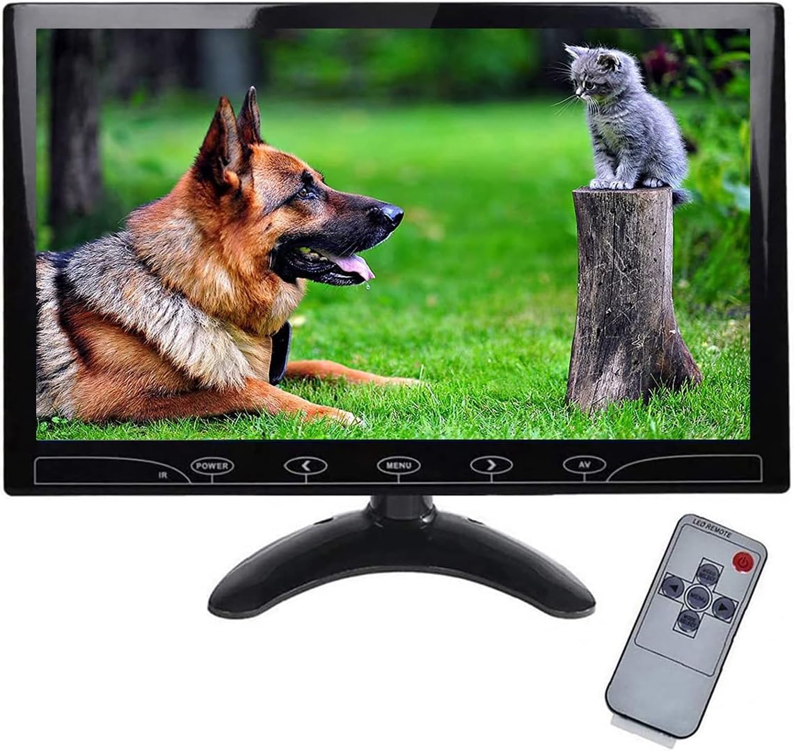 ESoku 10.1" Inch Small CCTV Monitor - HD 1024x600 Portable Display LCD Color Monitors Screen with HDMI AV VGA Port Remote Control Built-in Speaker for DVR PC CCTV Security Camera