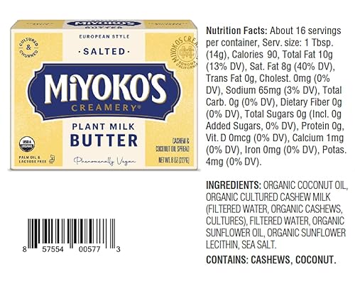 Miniatura 8 de MIYOKOs mantequilla vegana cultivada de estilo europeo orgánica 8 onzas