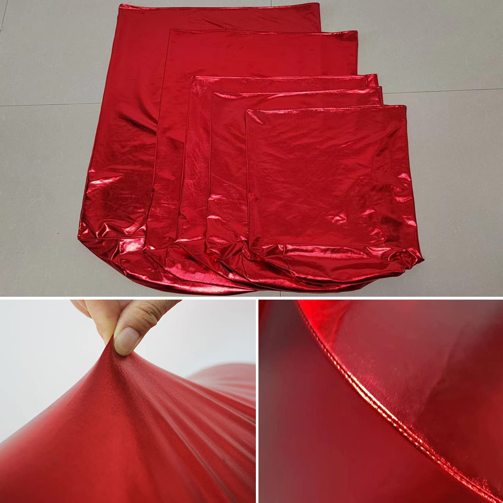 5pcs Cilindro Pedestal Expositor Soportes Cubiertas para Fiesta Boda cumpleaños, elástico Spandex Cilindro zócalo Cubiertas adecuadas para Soporte de Pedestal,Plata,5PCS