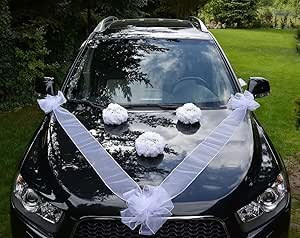 Auto Hochzeitsdeko Mit Blumenstrauß - Komplettset Mit Saugnäpfen
