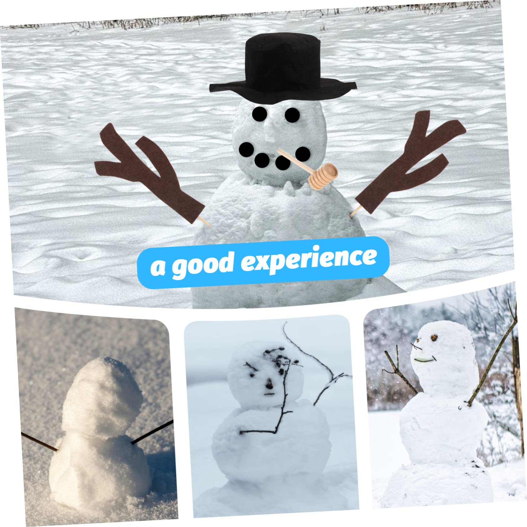 IMIKEYA 4 Sätze Schneemann- Schneemann Bausatz Weihnachtsschneemannmütze Schneemann-handwerksteile Schneemann-Stick-hände Weihnachtsschmuck Schneemann Selber Machen Hölzern