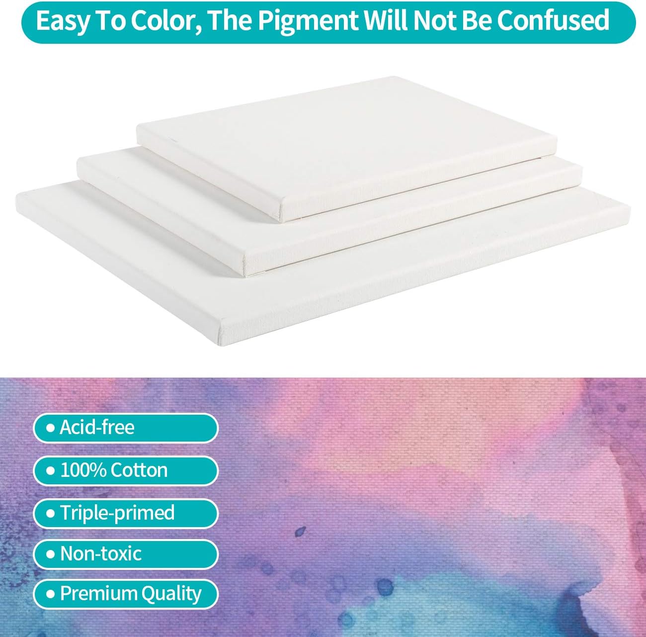 Gazeer Super Value 12Pcs Pre Stretched Canvas Artist Painting Pre Stretched Canvas - 8x10Inch,9x12Inch,11x14Inch - 5/8 Inch Profile. Pre Stretched Canvas for Oil & Acrylic Painting