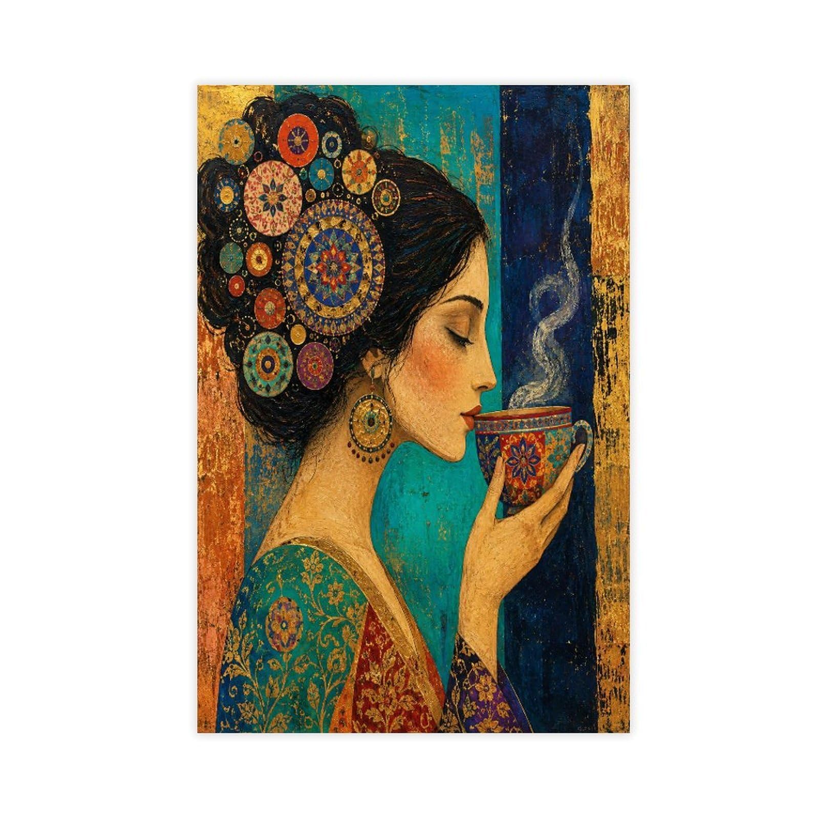 H3b8u2y5 Unframe-Style-18 Woman With Floral Hair Canvas Wall Art, Botanical Linework Office