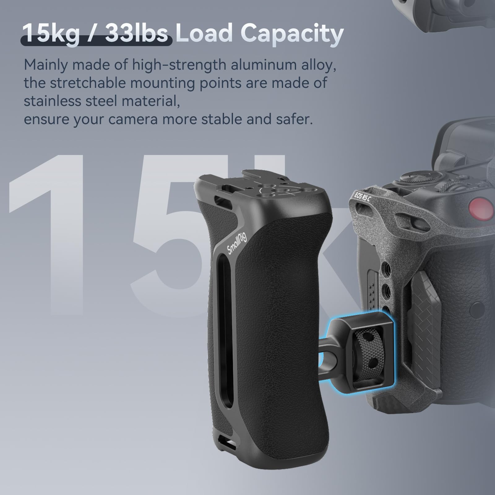 SMALLRIG Side Handle with Two-in-One Locating Screw (Sia 1/4'' che 3/8''), Punto di Montaggio Estensibile, Impugnatura Ergonomica per Sony Alpha 7 V - 4346