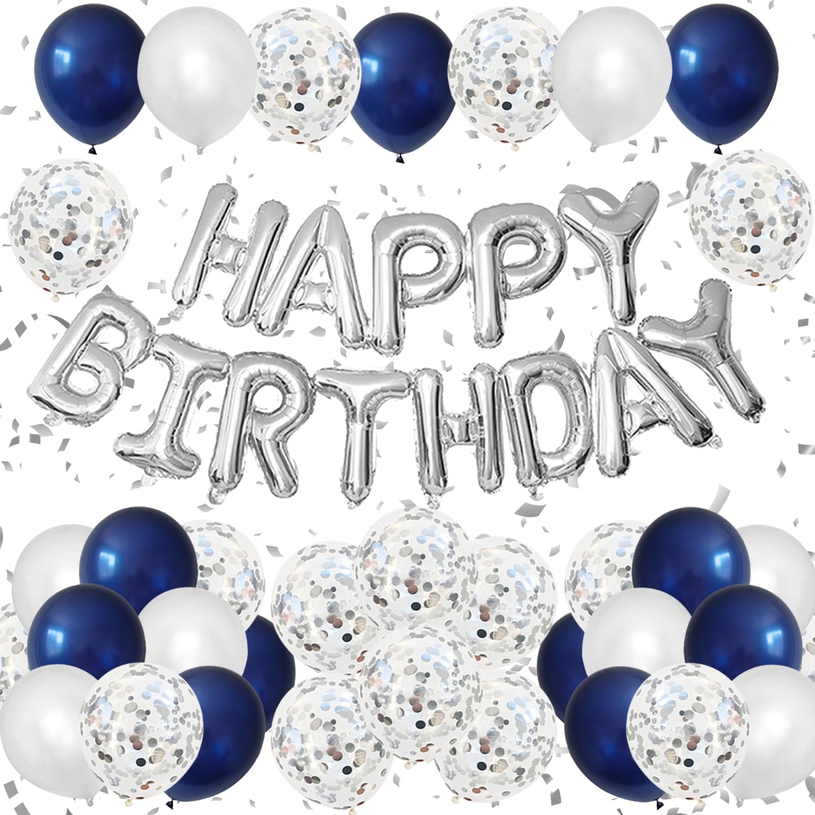 Amazon | Lausatek バルーン 誕生日 風船セット 青 銀 HAPPY