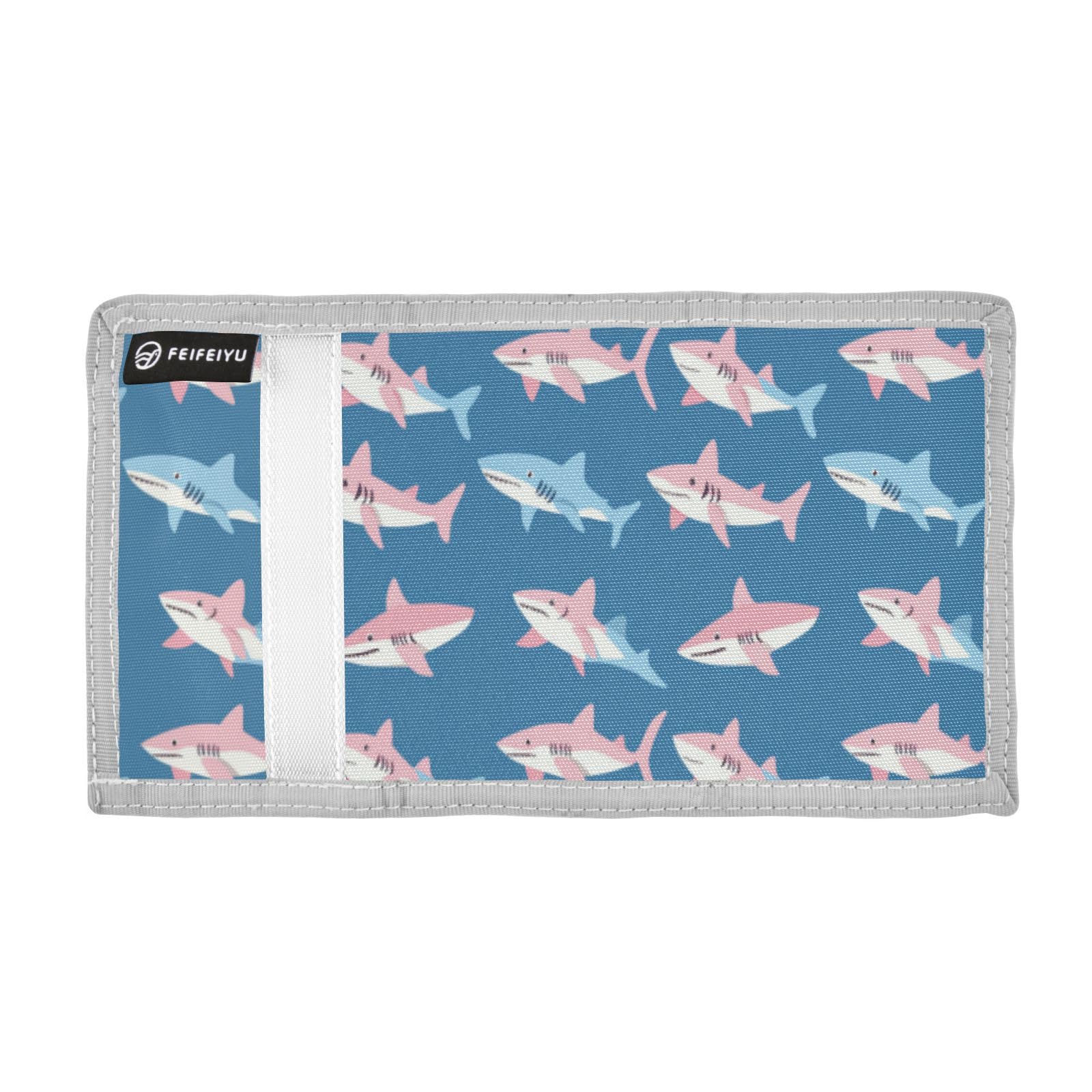Wusikd Sharks Kids Wallet for Boys Girls Blue Toddler Trifold Wallet Novelty Wallet for Teens Women Men