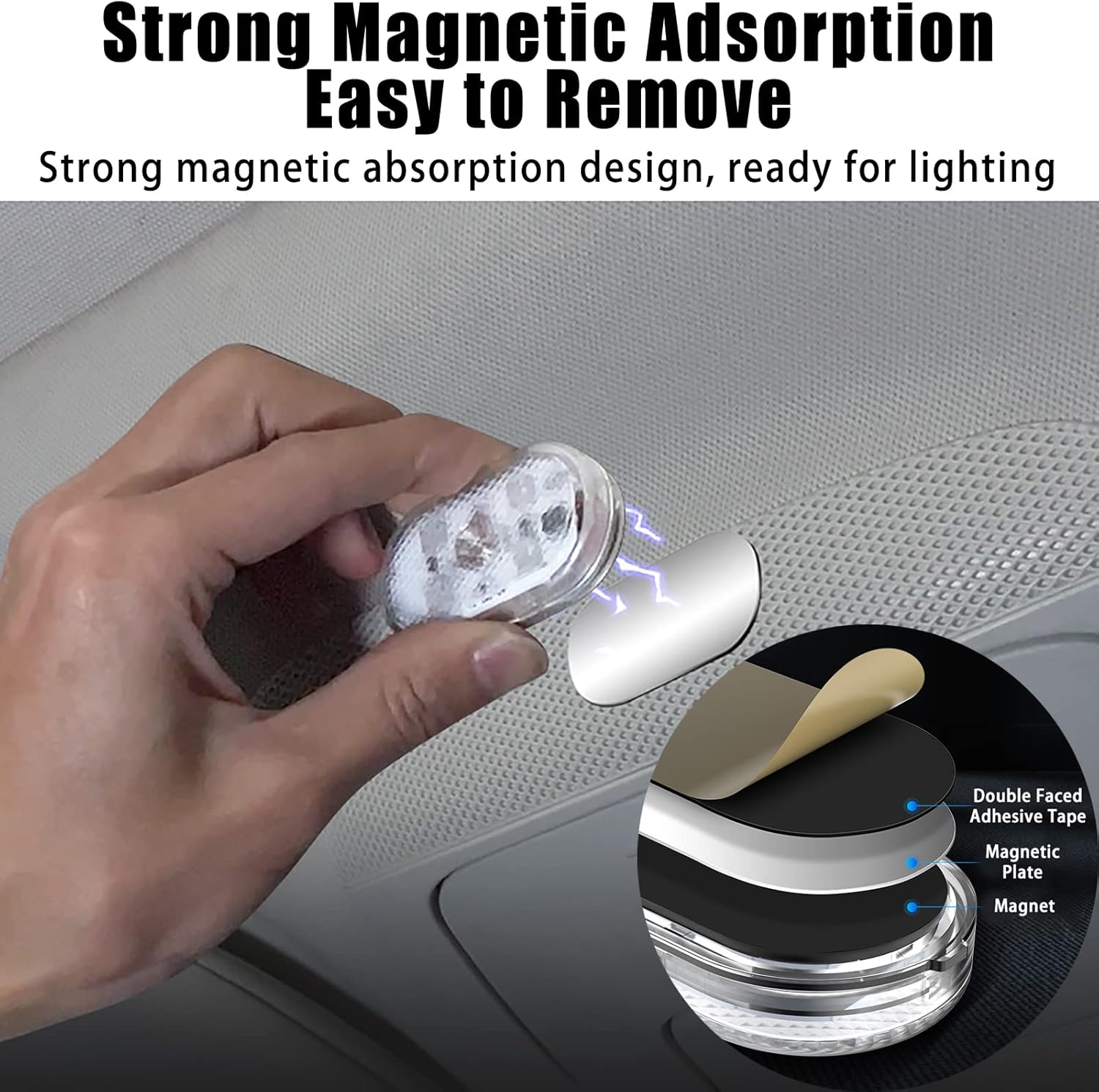 XIRUJNFD USB Charging Touch Sensor Led Light, Led Touch Light, Car Led Lights Interior, Car Lighting, Car Lamp Car Interior Led Lights, Night Light for Car (White,10PCS)