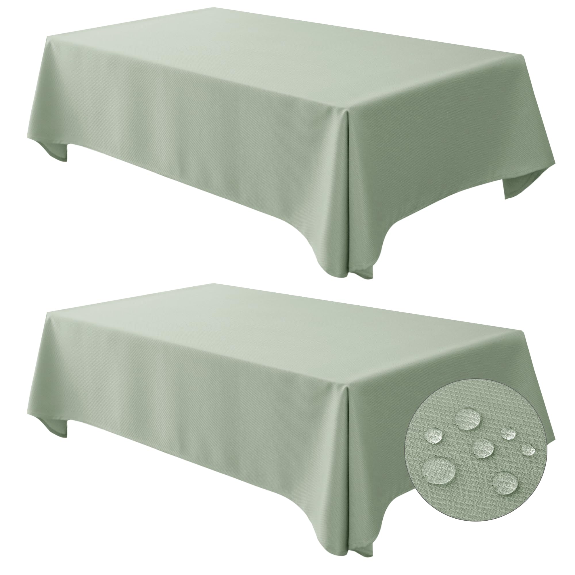 Fitable Textured Table Cloth for Rectangle, 2 Pack - 52 x 70 inch, Sage Green - Waterproof Heavy Duty Fabric Tablecloth for Dinner Party Banquet Event