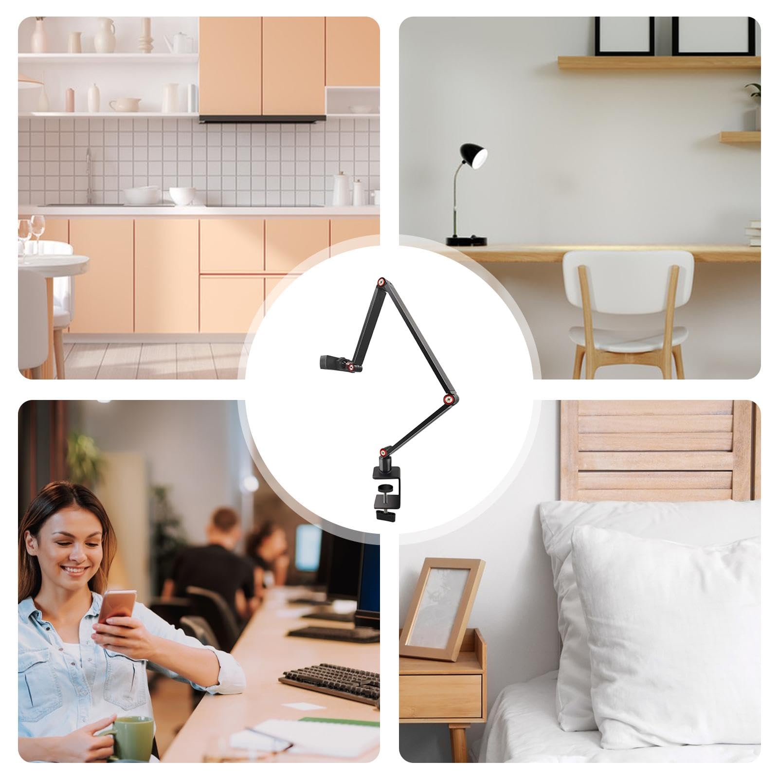 Soporte para teléfono Soporte para cama, Soporte ajustable para teléfono | Soporte ajustable en altura y ángulo, soporte resistente para tableta de b