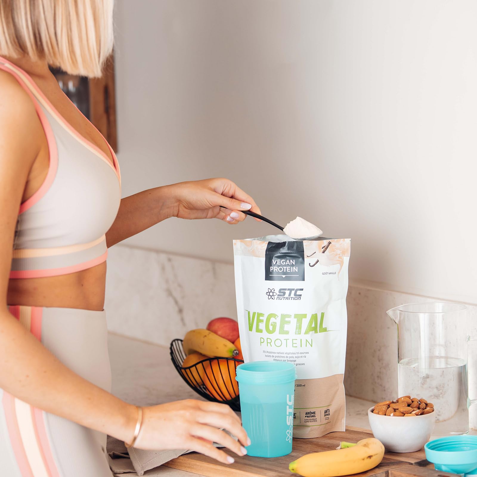STC NUTRITION Vegetal Protein, Alternative 100% Végétale, Pois + Soja + Riz, Sans Sucre, Matières Grasses, Colorants, Gluten, 100% Végan, Goût Vanille, 750g - Marque Française