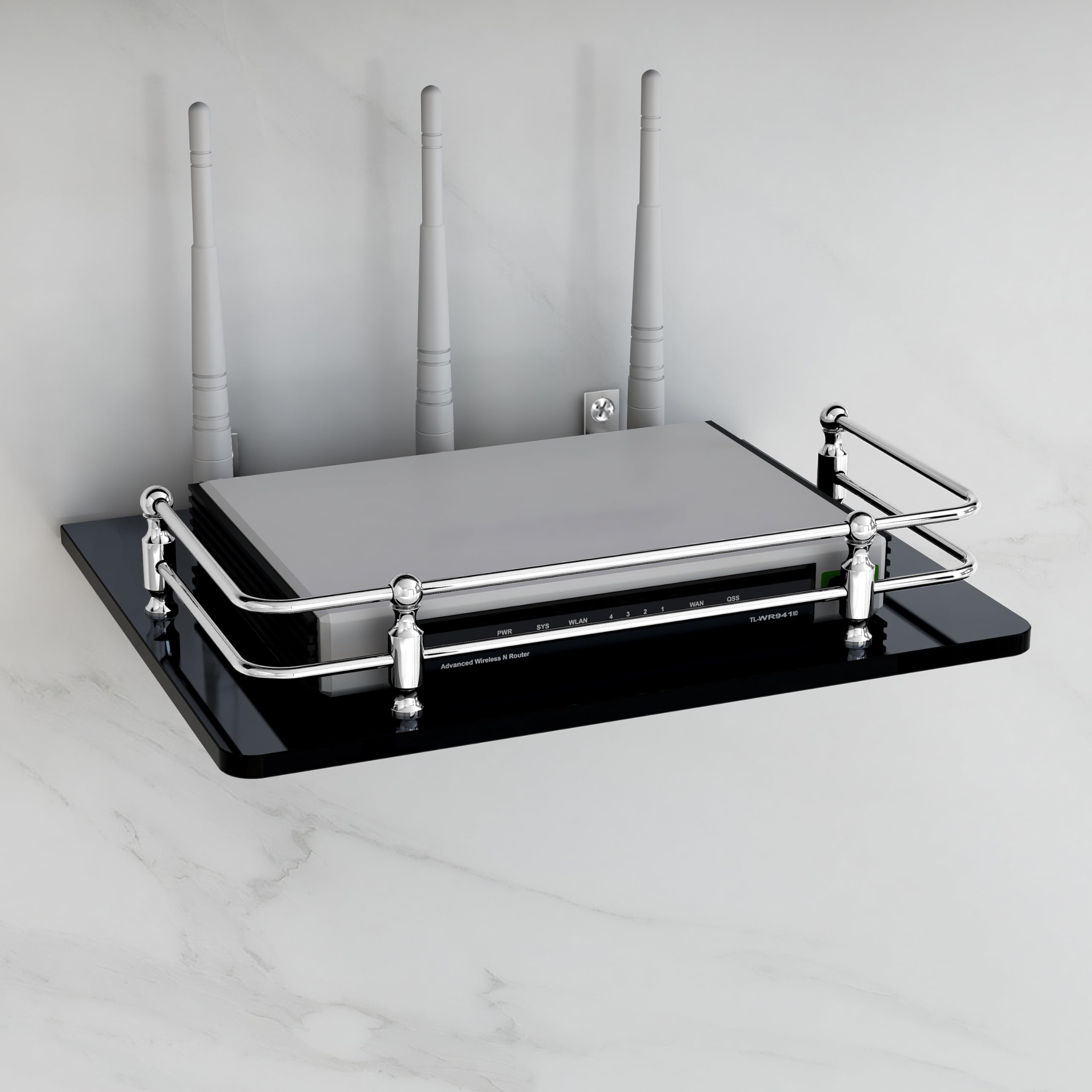 FORTUNE Multipurpose Glass Shelf/Router Shelf/Set Top Box Stand/Setup Box Shelf with Wall Brackets for Home Decor (10 X 8 inch) (Black) (B083XYNCHV) Amazon Price History, Amazon Price Tracker