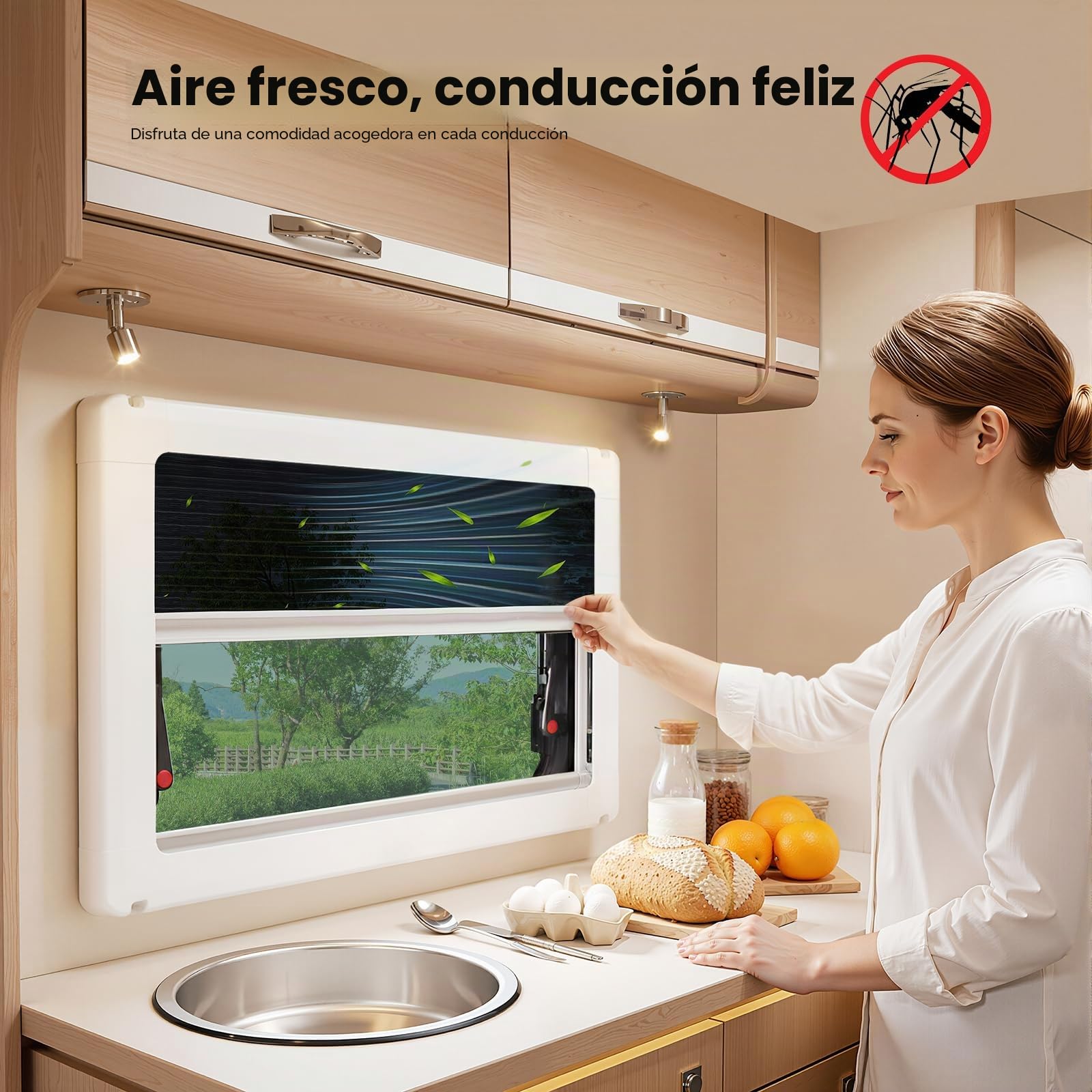 Ventana para autocaravana 500x350 mm, ventana abatible con bloqueos de interruptor, ventana abatible para autocaravanas y remolques, Ángulo máximo de apertura: 85°