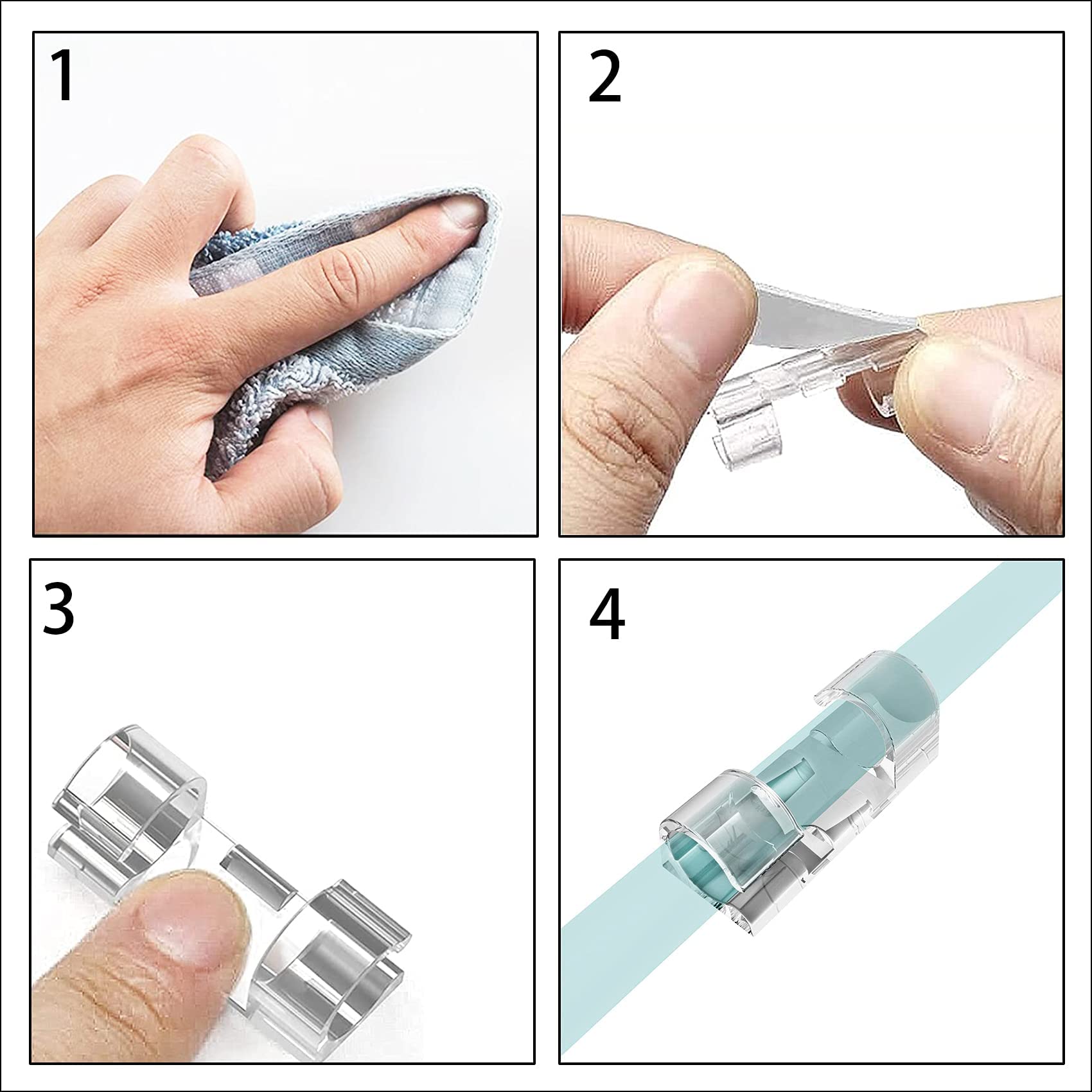 60 Clip Fermacavi Adesivi Trasparenti - Gestione Cavi Per TV, PC, USB, Diametro 7mm, Con Viti E Supporti