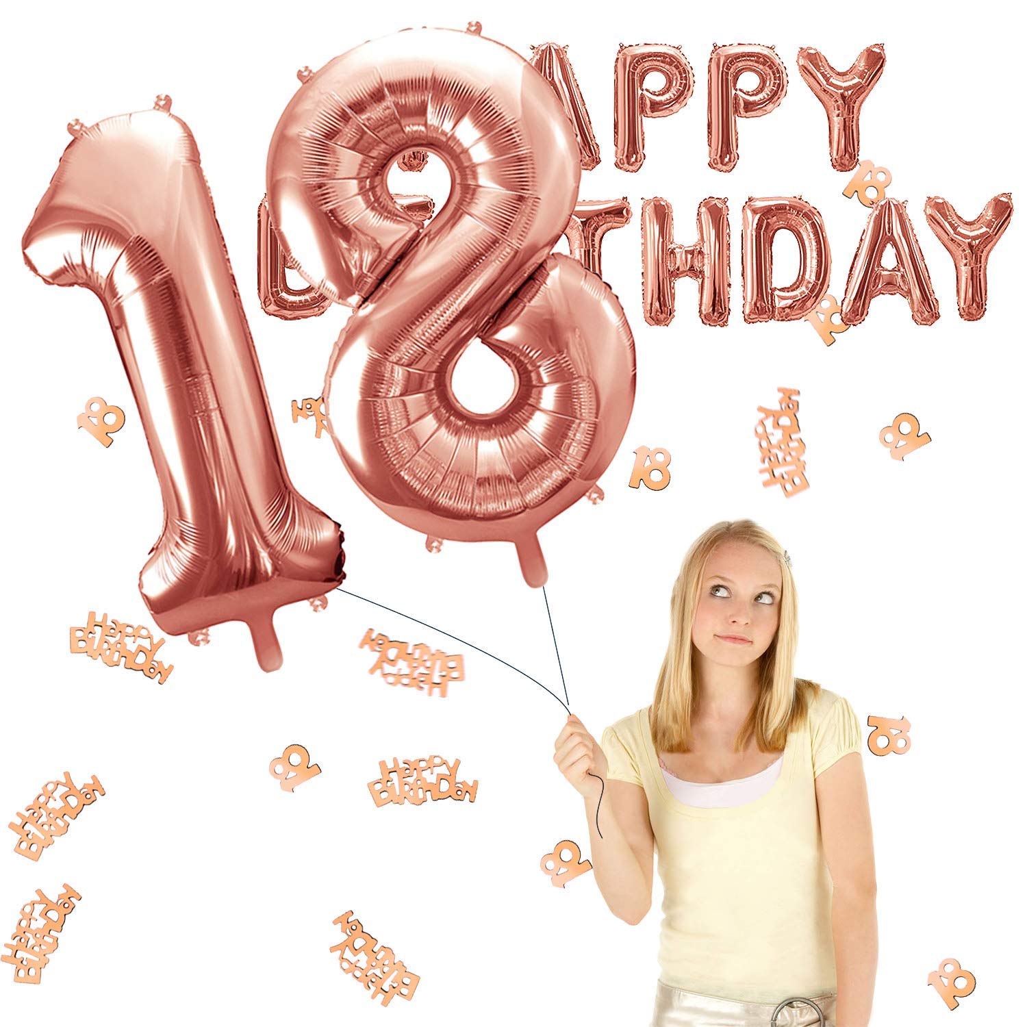 IZoeL Rose Gold 18th Birthday Decorations For Girls 18th Happy izoel-rose-gold-18th-birthday-decorations-for-girls-18th-happy