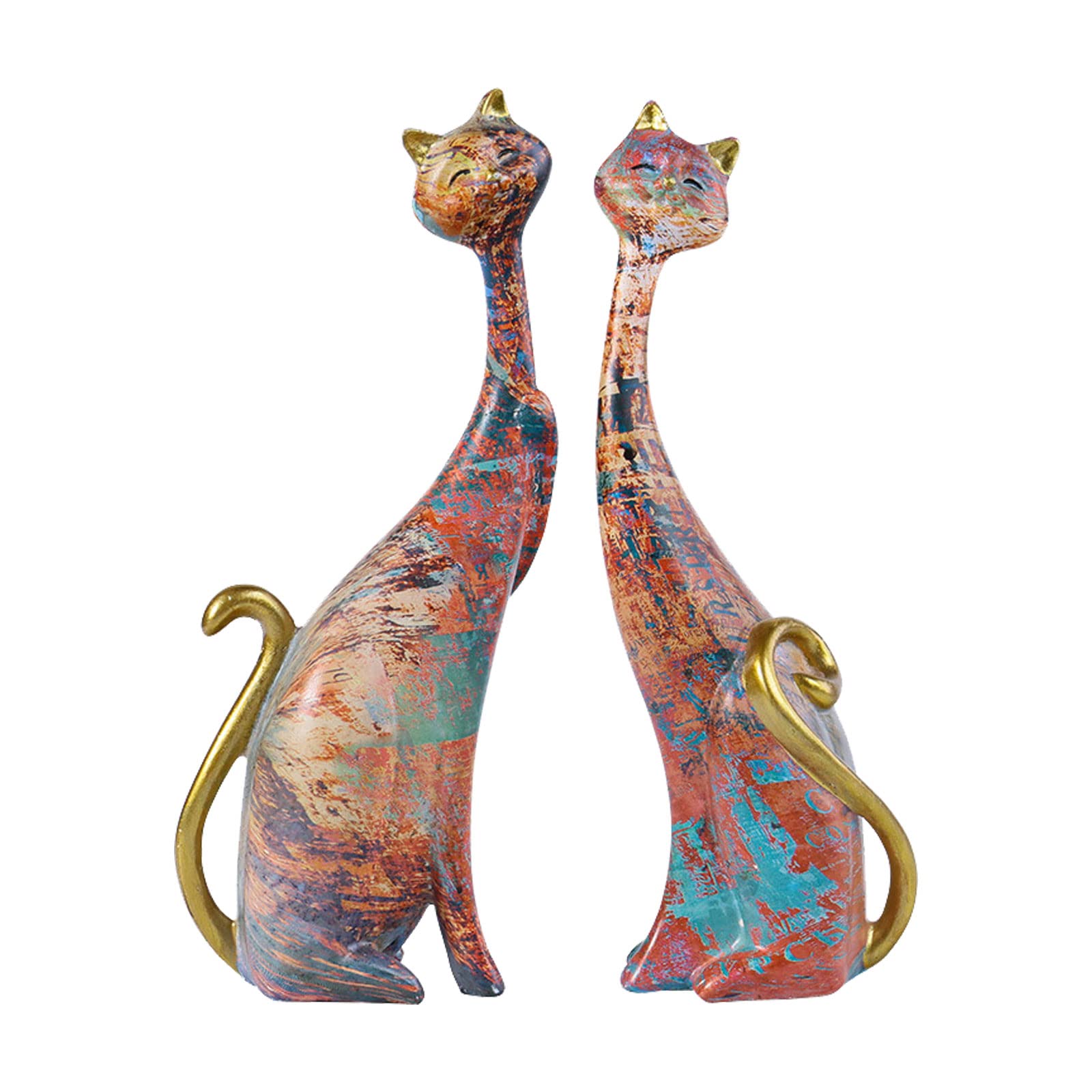 2 estatuas de Gato Resina para decoración del hogar, Escultura Animales, Adorno para decoración del hogar, Regalos y Amantes los Gatos, decoración Moderna