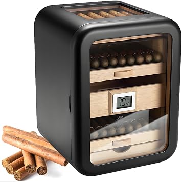Cigar Humidor Cabinet for 110 Cigars Cigar Humidor Box, Spanish Cedar Liner& Shelves, Digital Thermometer and Hygrometer, 5-Tier Design Gift for Cigar AficionadosC,WithSunroof
