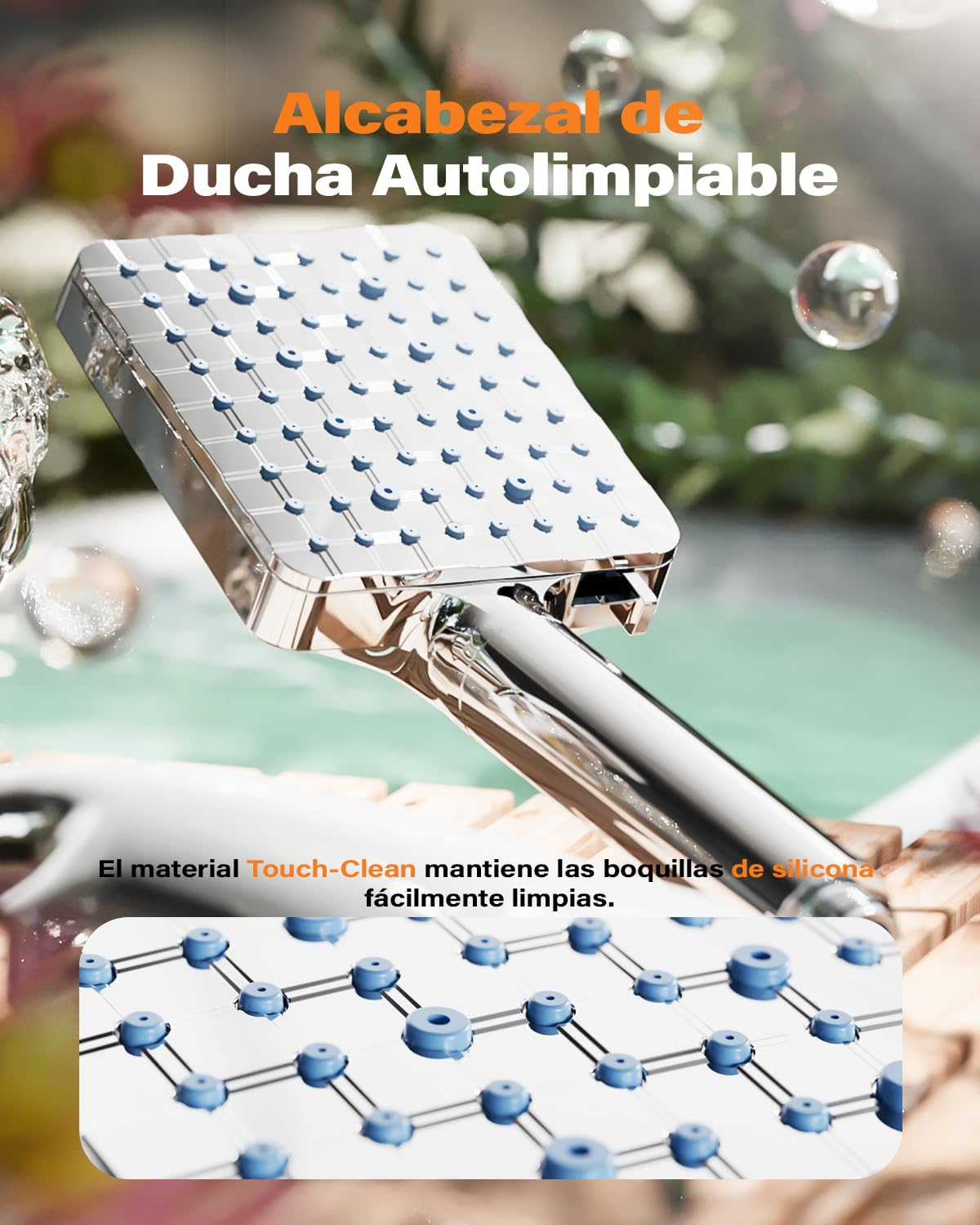 Cobbe Cabezal de ducha Cobbe con filtro, ducha de mano de alta presión con filtración de 20 capas, manguera de 1,5 m, 6 modos de rociado, cabezal de ducha cuadrado ahorrador de agua, cromado