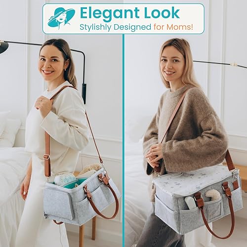 Miniatura 6 de Home For Each - Bolsa de almacenamiento portátil para pañales con tapa enrollable y divisores extraíbles organizador de organizador para guardería