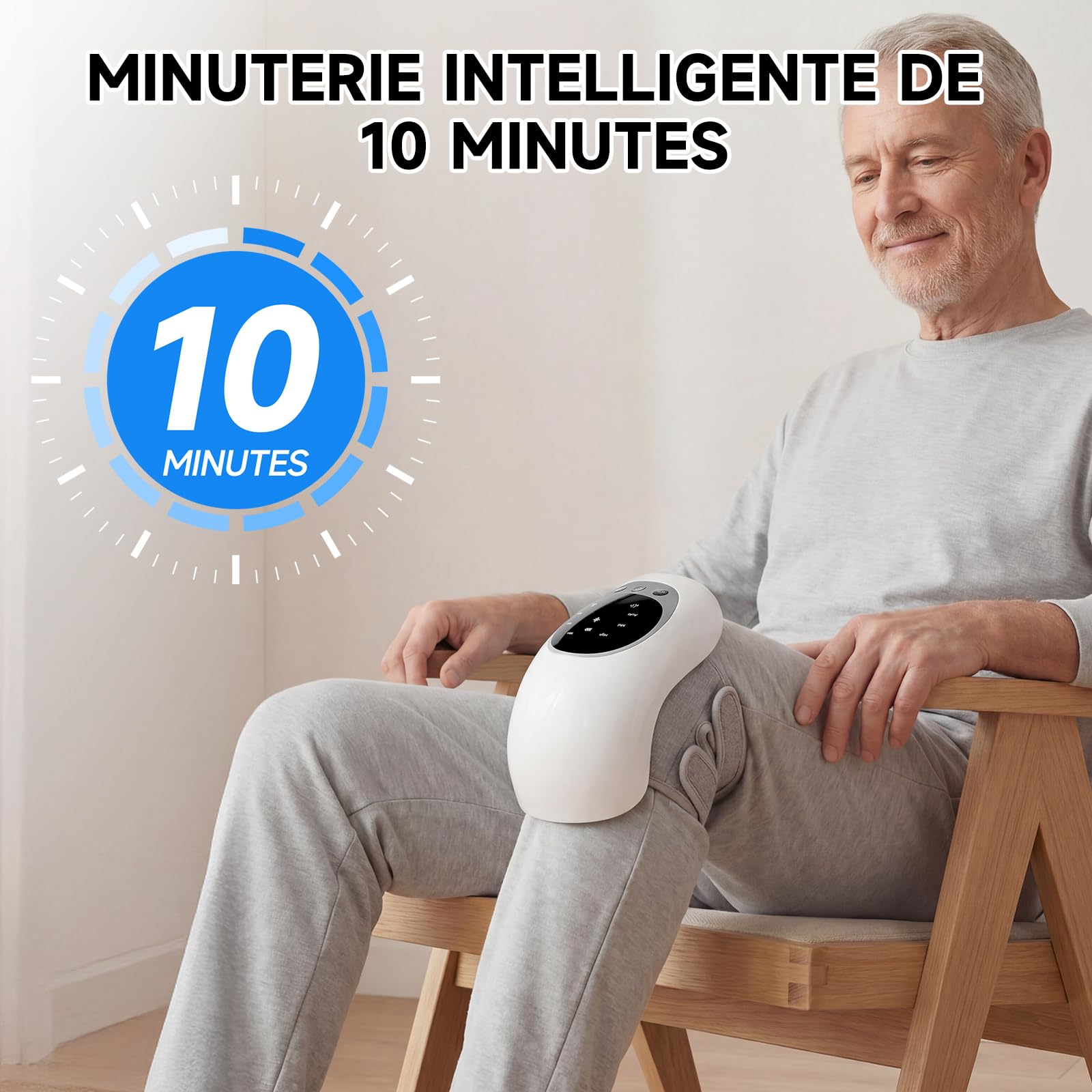 Genouillère Chauffante, Masseur de Genou Sans Fil avec Chauffage In-frarouge Profond et Vibrations Réglables – Pour le Confort et le Soutien Quotidien du Genou