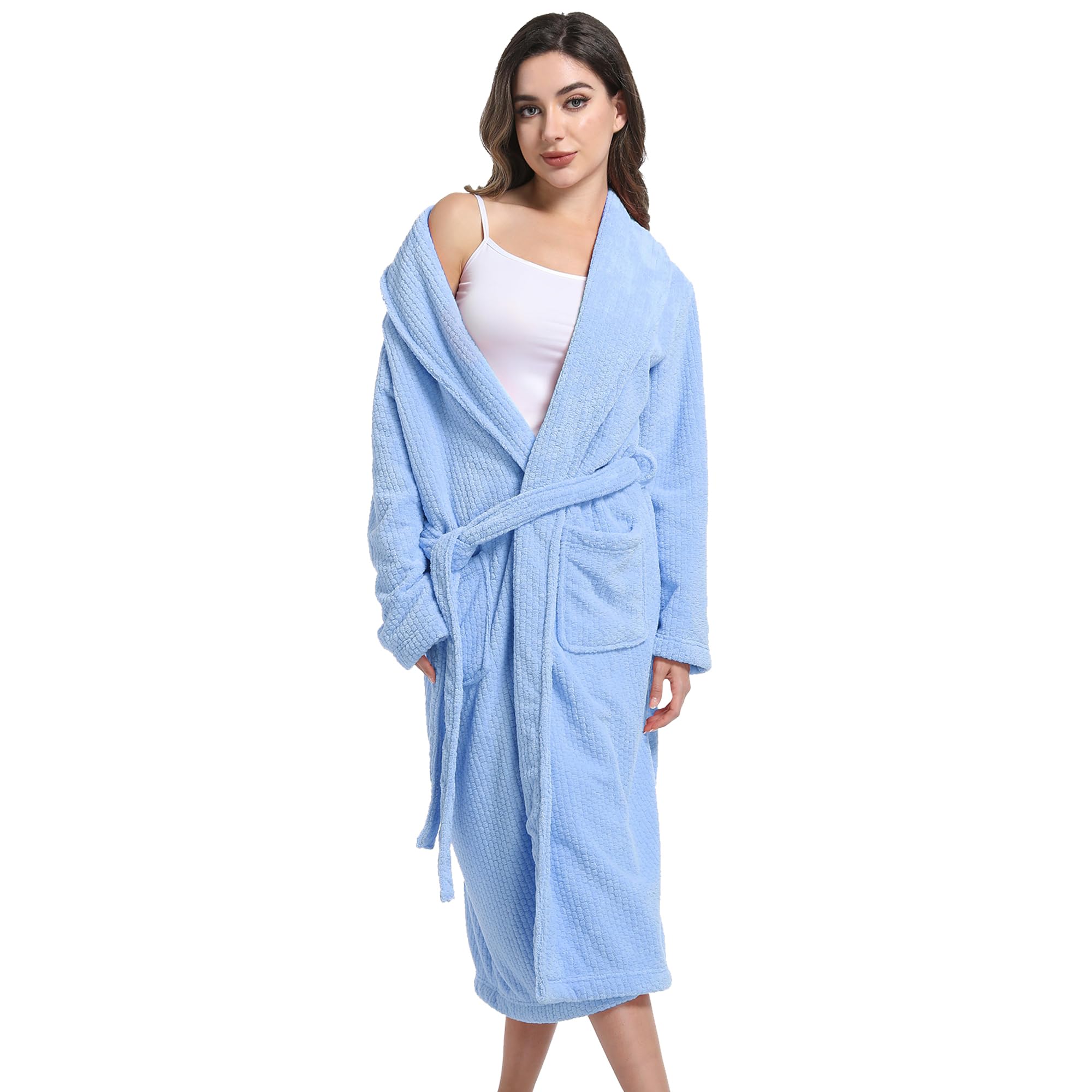 PJGGZ Women's Shawl Collar Bathrobe, Soft Long Towel Robes for Women - Super Absorbent Quick Dry yet Warm