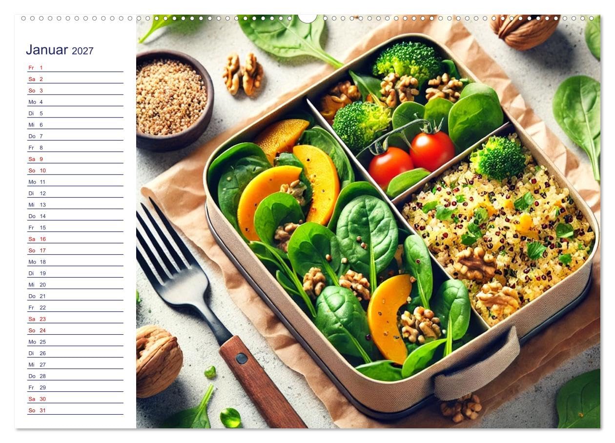 CALVENDO - Lunchpaket Love - Einfach, lecker, gesund (Wandkalender 2027 DIN A2 quer), Monatskalender: Ein Essenskalender speziell für das Büro